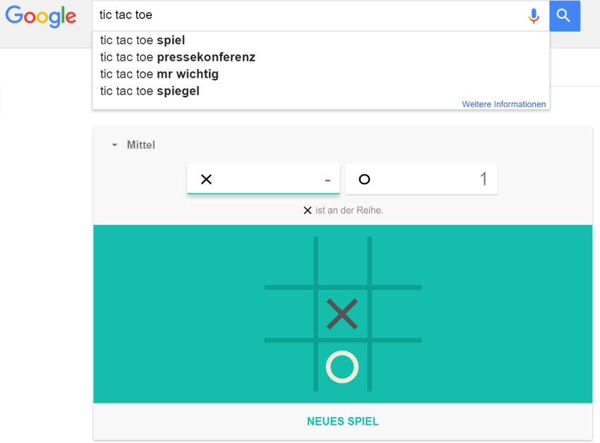 Das Spiel Tic-Tac-Toe