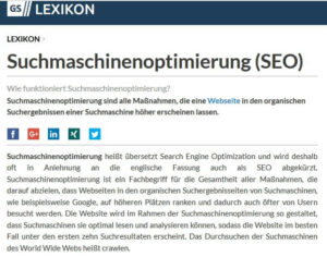 Screenshot von einem Artikel zu dem Thema SEO